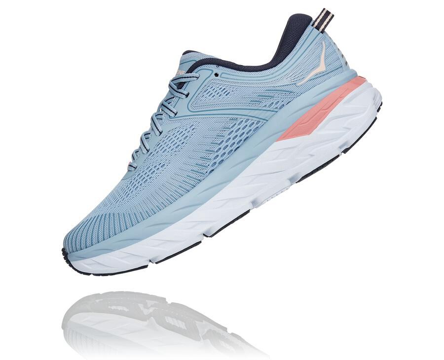 Hoka One One Bondi 7 Löparskor Dam - Blå - XJDME-8013